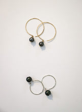 Load image into Gallery viewer, Fish Hook Hoops with Tahitian Pearls
