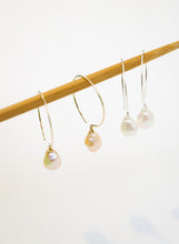 Load image into Gallery viewer, Fish Hook Hoops with Large Fresh water Baroque pearls
