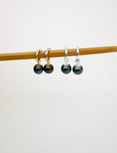 Load image into Gallery viewer, Small Huggie Hoops with Tahitian pearls
