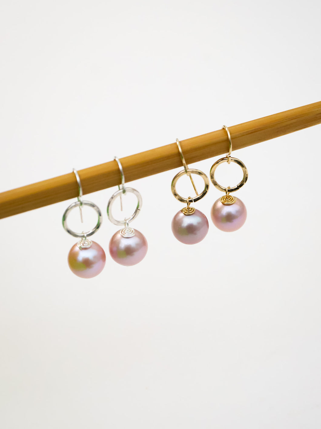 Spirit Circle dangle earrings with Edison pearls