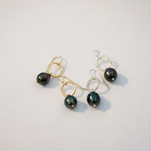 Load image into Gallery viewer, Spirit Circle dangle earrings with Tahitian pearls
