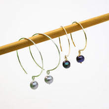 Load image into Gallery viewer, Fish Hook Hoops with small round fresh water pearls
