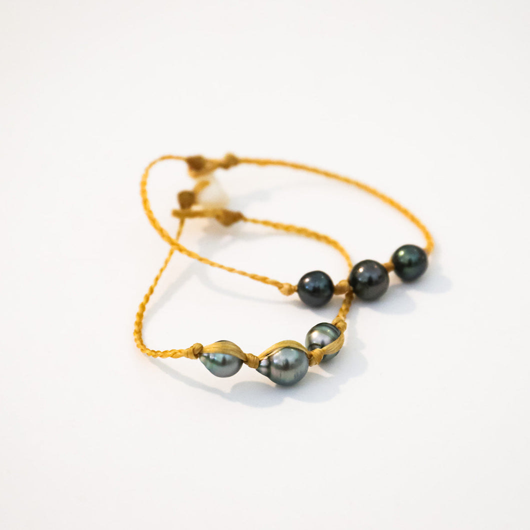 Woven Tahitian Pearl  Anklet