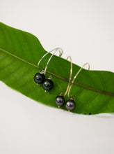 Load image into Gallery viewer, Fish Hook Hoops with Tahitian Pearls
