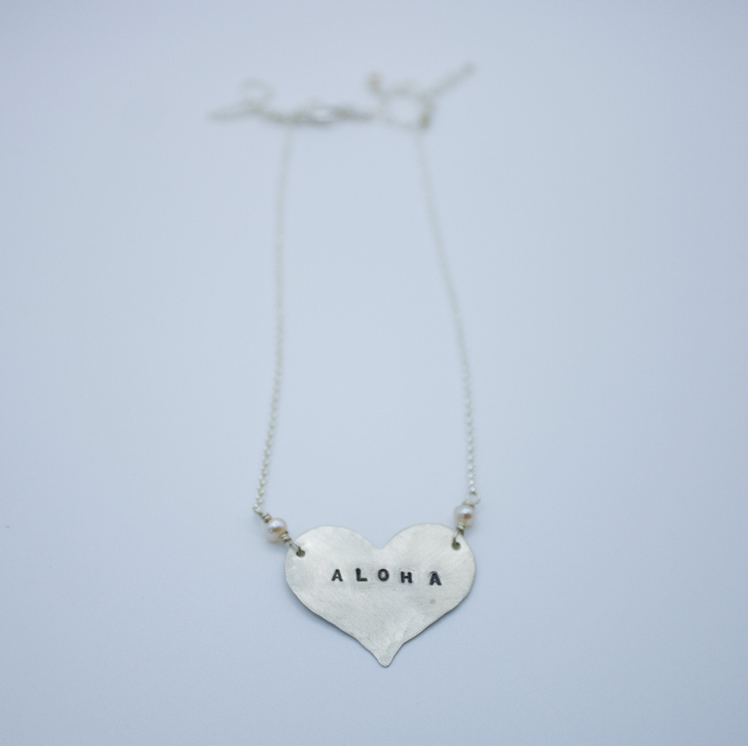ALOHA stamp Heart Necklace
