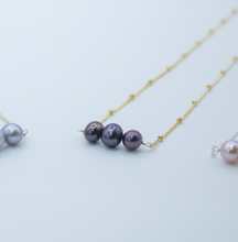 Load image into Gallery viewer, Triple tiny fresh water pearl bar necklace
